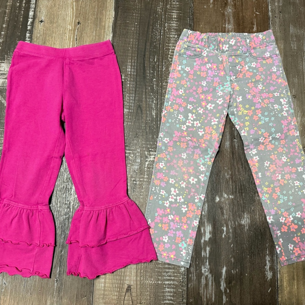 Girls Pink Ruffle Hem Knit Pants
